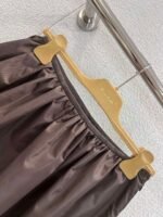 miumiu New Autumn/Winter Brown Satin Elastic Waist Midi Skirt - Image 7