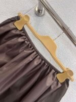 miumiu New Autumn/Winter Brown Satin Elastic Waist Midi Skirt - Image 5