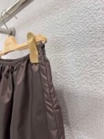 miumiu New Autumn/Winter Brown Satin Elastic Waist Midi Skirt - Image 4
