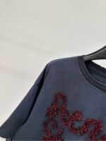Acne Studios Series of faux two-piece long-sleeved T-shirts, dark gray base with red glitter embroidery. - Image 8