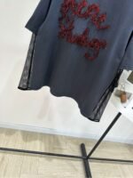 Acne Studios Series of faux two-piece long-sleeved T-shirts, dark gray base with red glitter embroidery. - Image 6