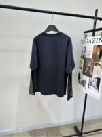 Acne Studios Series of faux two-piece long-sleeved T-shirts, dark gray base with red glitter embroidery. - Image 4