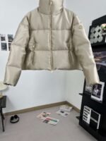 Moncler Fall/Winter New Arrivals New BONNELLES satin fabric women’s short down jacket Color: Champagne gold - Image 20