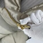 Moncler Fall/Winter New Arrivals New BONNELLES satin fabric women’s short down jacket Color: Champagne gold - Image 9