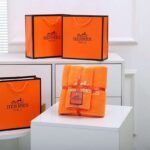 Hermès coral fleece bath towel set size: bath towel 70×140CM hand towel: 35×75CM - Image 2