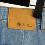 Loro Piana New logo embroidered back pocket leather label decoration fashionable versatile denim trousers - Image 2