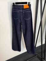 Loro Piana High-waisted straight-leg denim trousers with embroidered logo and leather patch on the back pocket - Image 2