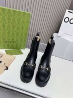 GUCCI genuine leather ankle boots double-sided elastic design high-quality cowhide material - Image 9