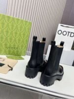 GUCCI genuine leather ankle boots double-sided elastic design high-quality cowhide material - Image 4