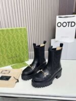 GUCCI genuine leather ankle boots double-sided elastic design high-quality cowhide material