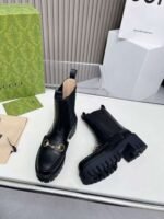 GUCCI genuine leather ankle boots double-sided elastic design high-quality cowhide material - Image 3