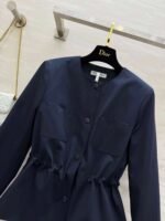 DIOR Autumn/Winter new collection, round neck, fitted waist trench coat with classic bee embroidery logo. - Image 9