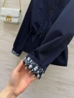 DIOR Autumn/Winter new collection, round neck, fitted waist trench coat with classic bee embroidery logo. - Image 6