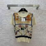 Hermès Silk Twill Short Sleeve T-Shirt Knit Top