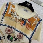 Hermès Silk Twill Short Sleeve T-Shirt Knit Top - Image 2