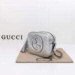GUCCI Silver Shoulder Bag Genuine Leather 21×15.5x5cm - Image 2
