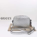GUCCI Silver Shoulder Bag Genuine Leather 21×15.5x5cm - Image 9