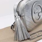GUCCI Silver Shoulder Bag Genuine Leather 21×15.5x5cm - Image 7