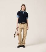 miumiu plaid patchwork polo shirt T-shirt