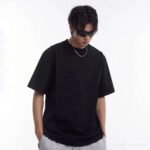 LOEWE new solid color letter dislocation embroidery high-quality cotton T-shirt - Image 3