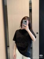 LOEWE new solid color letter dislocation embroidery high-quality cotton T-shirt