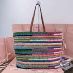 miumiu rainbow woven bag pure handmade advanced version 40x34x16cm - Image 2