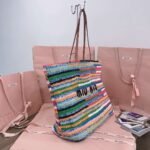 miumiu rainbow woven bag pure handmade advanced version 40x34x16cm - Image 7