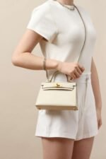 Hermes Kelly bag cream gold mouth advanced version 1:1 official website 19x12x6cm