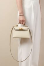 Hermes Kelly bag cream gold mouth advanced version 1:1 official website 19x12x6cm - Image 2