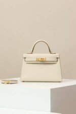 Hermes Kelly bag cream gold mouth advanced version 1:1 official website 19x12x6cm - Image 3