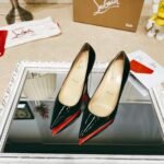 Christian Louboutin Spring and Summer High Heels Patent Leather + Cowhide Material Premium Version Heel Height 8cm-10cm - Image 9