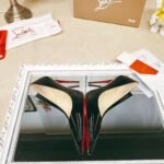 Christian Louboutin Spring and Summer High Heels Patent Leather + Cowhide Material Premium Version Heel Height 8cm-10cm - Image 8