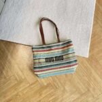 MIUMIU new straw bag striped stitching - Image 12