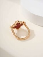 Van Cleef & Arpels double-sided rotatable ring, rose gold carnelian model, gold blue chalcedony model（5-8） - Image 9