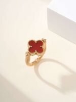 Van Cleef & Arpels double-sided rotatable ring, rose gold carnelian model, gold blue chalcedony model（5-8） - Image 8