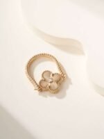 Van Cleef & Arpels double-sided rotatable ring, rose gold carnelian model, gold blue chalcedony model（5-8） - Image 7