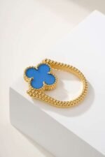 Van Cleef & Arpels double-sided rotatable ring, rose gold carnelian model, gold blue chalcedony model（5-8） - Image 4