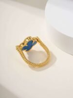 Van Cleef & Arpels double-sided rotatable ring, rose gold carnelian model, gold blue chalcedony model（5-8） - Image 2