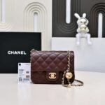 Chanel new reddish-brown small golden ball bag high-end version
