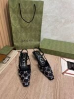 GUCCI crystal lace mesh high heels 4.5cm high