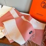 Hermes high-quality women’s color-blocked scarf 180*30cm - Image 6